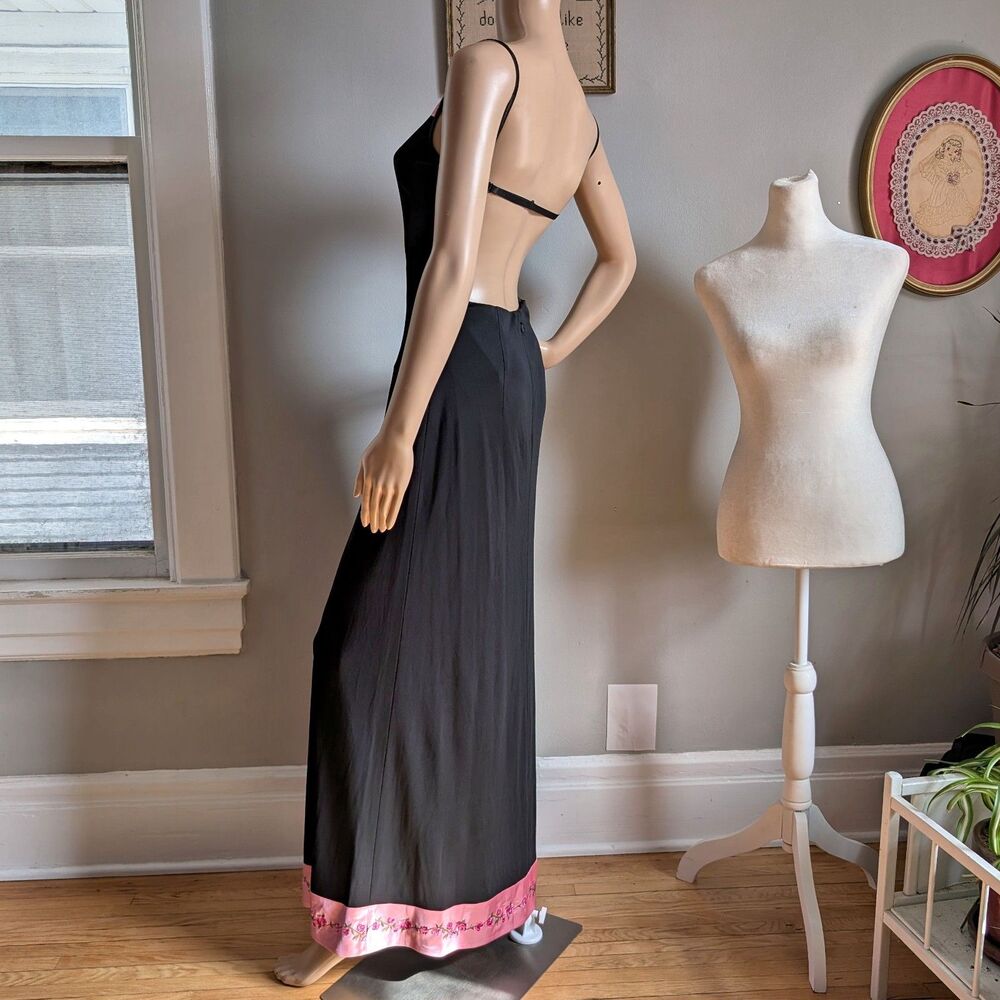 NWT Vintage 90s Papell Boutique Prom Gown Whimsygoth Satin Floral Embroidery 6 - Picture 13 of 14